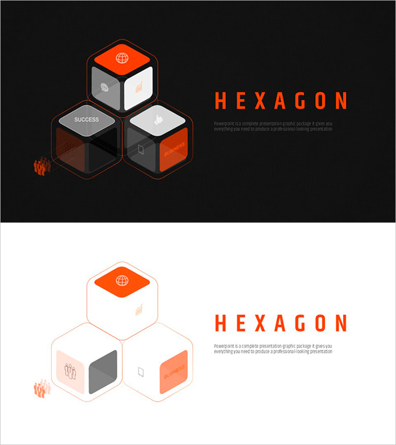 오렌지 육각형 템플릿 표지 – 성공 비즈니스 이야기
