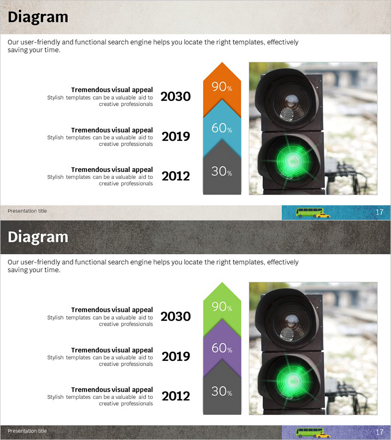 사업 추진 진행도를 나타낸 다이어그램 슬라이드 – 효율적 진행을 위한 전략
