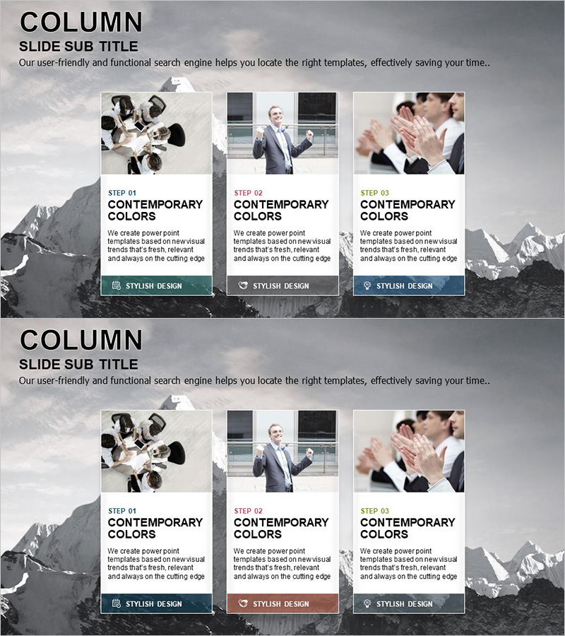 성공적인 비즈니스 목표를 위한 3단계 슬라이드