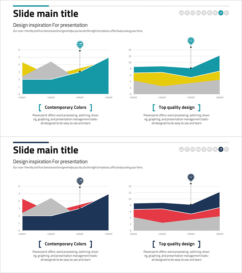 사업분야 분석을 위한 영역형 그래프 슬라이드