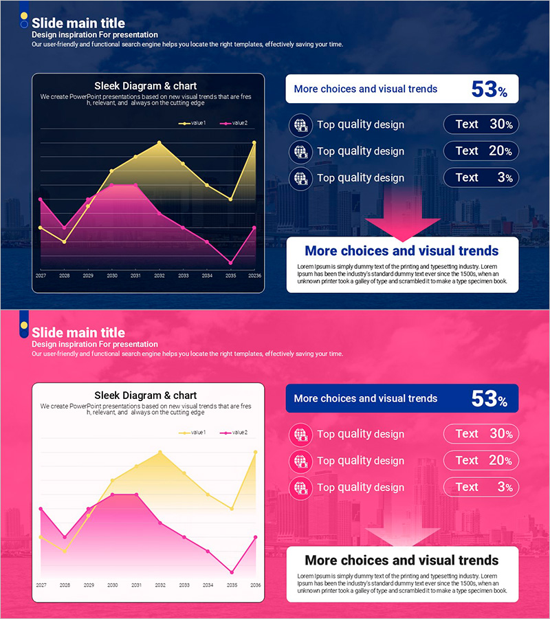 곡선 테마 보라색 템플릿 영역형 차트 – 시장 동향 분석