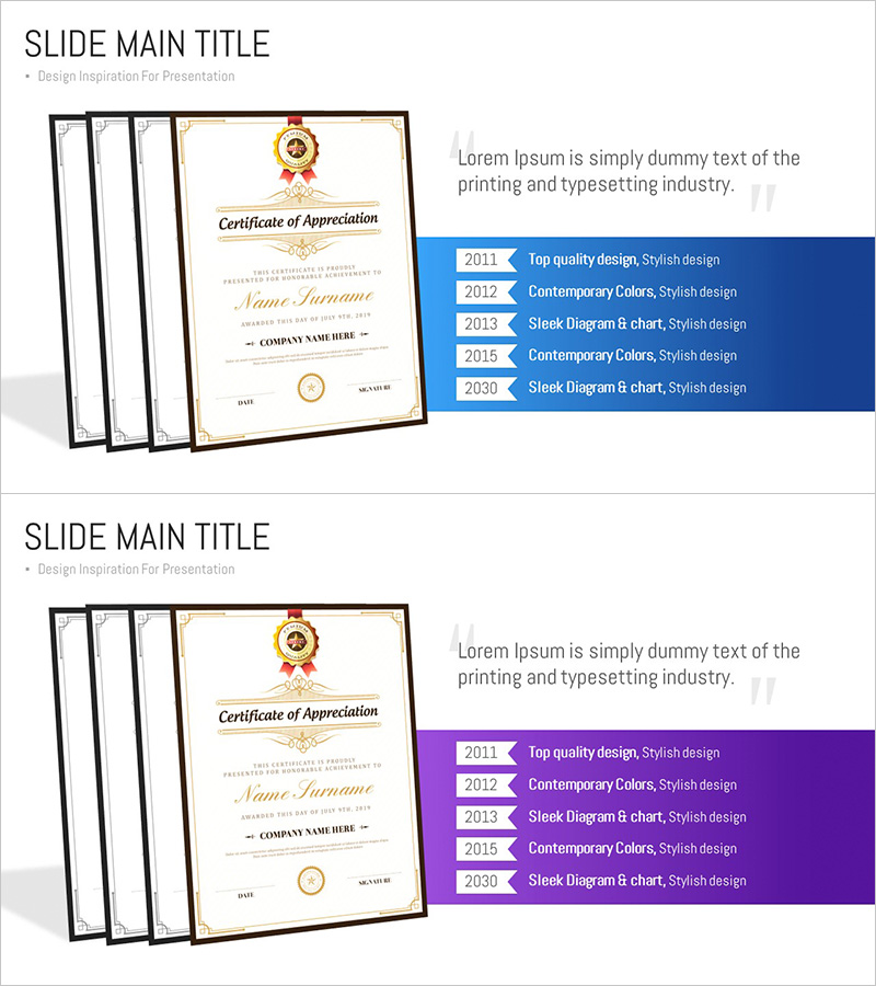 연도별 수상 내역 슬라이드 – 인정과 성취를 담다