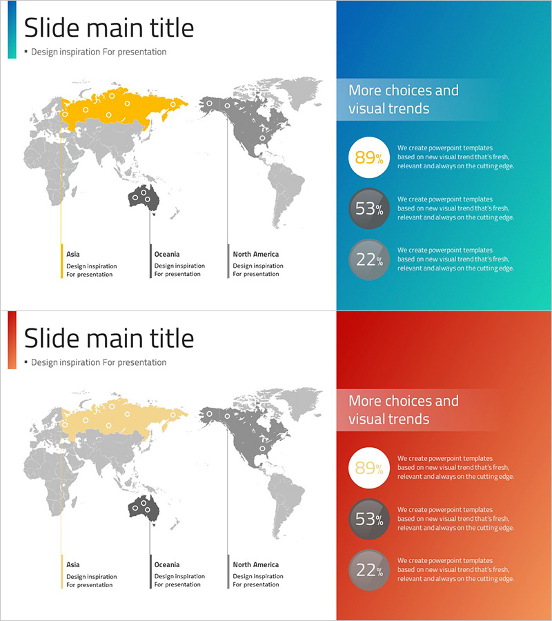 지리적 데이터 시각화를 위한 지도 슬라이드 - 현대적 디자인