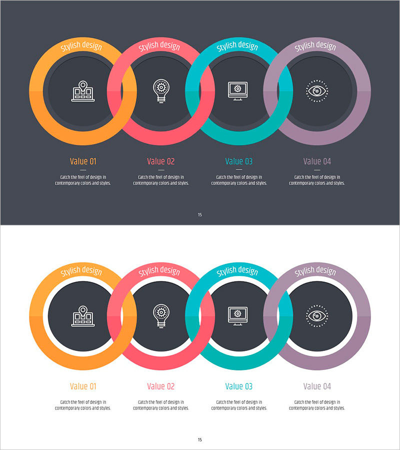 심플 PPT 와이드 템플릿 연결 다이어그램