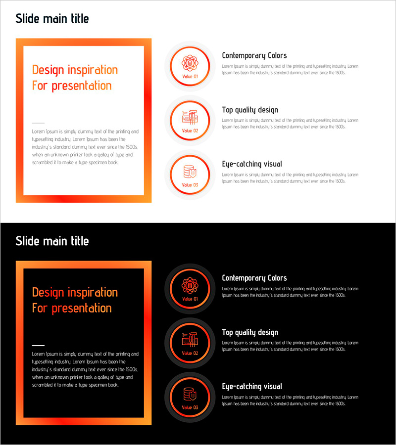 현대적 색채의 프레젠테이션 템플릿 – 디자인 영감을 담다