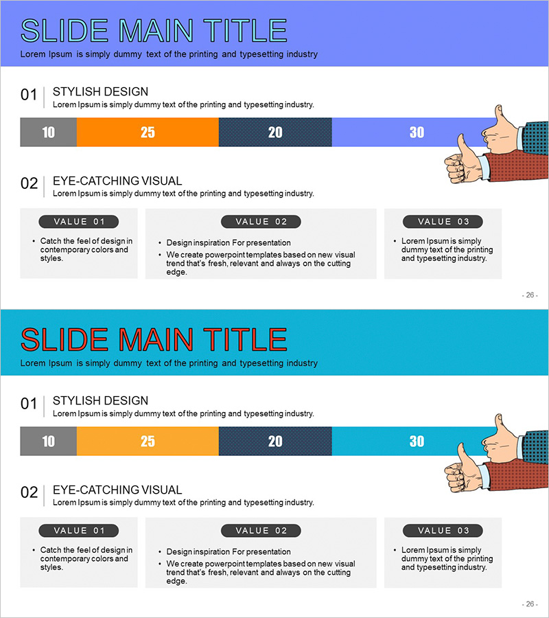카툰 테마 가로막대 세분형 그래프 – 제품 소개와 마케팅 전략