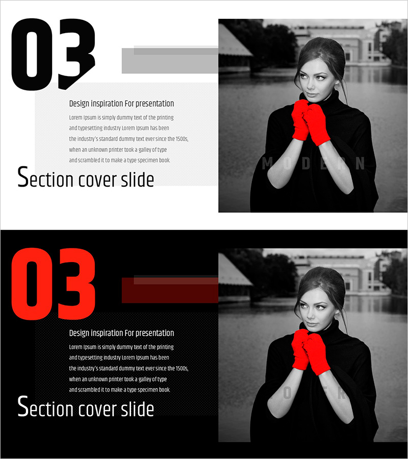 섹션 커버 슬라이드 – 모던 디자인 강조