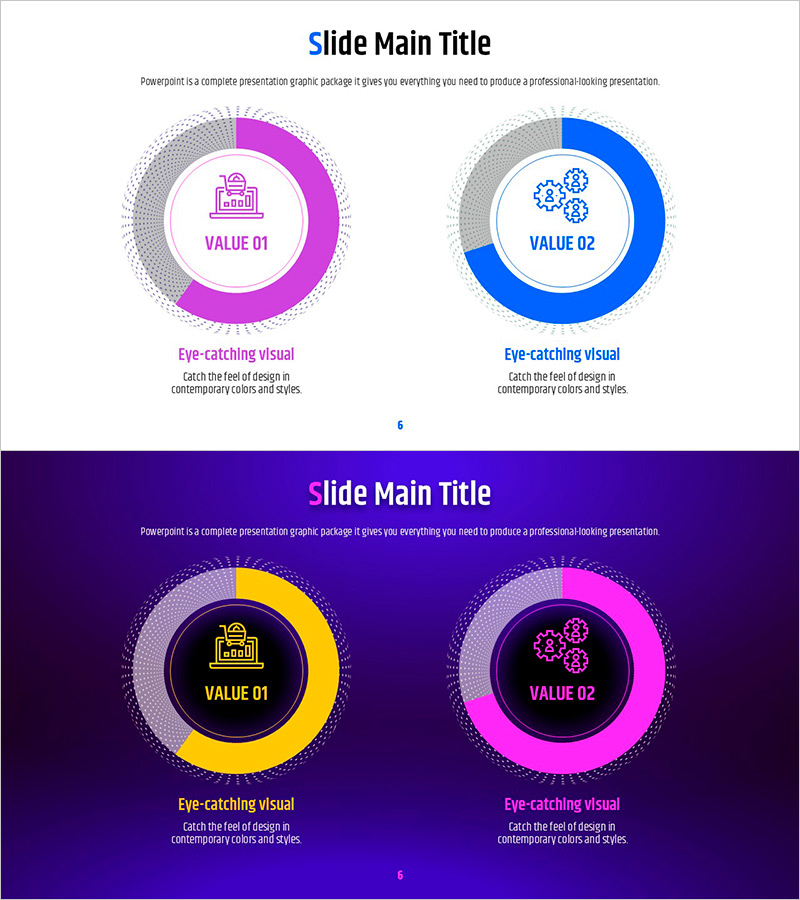 기하학 패턴 와이드 피피티 도넛차트 – 사업 소개