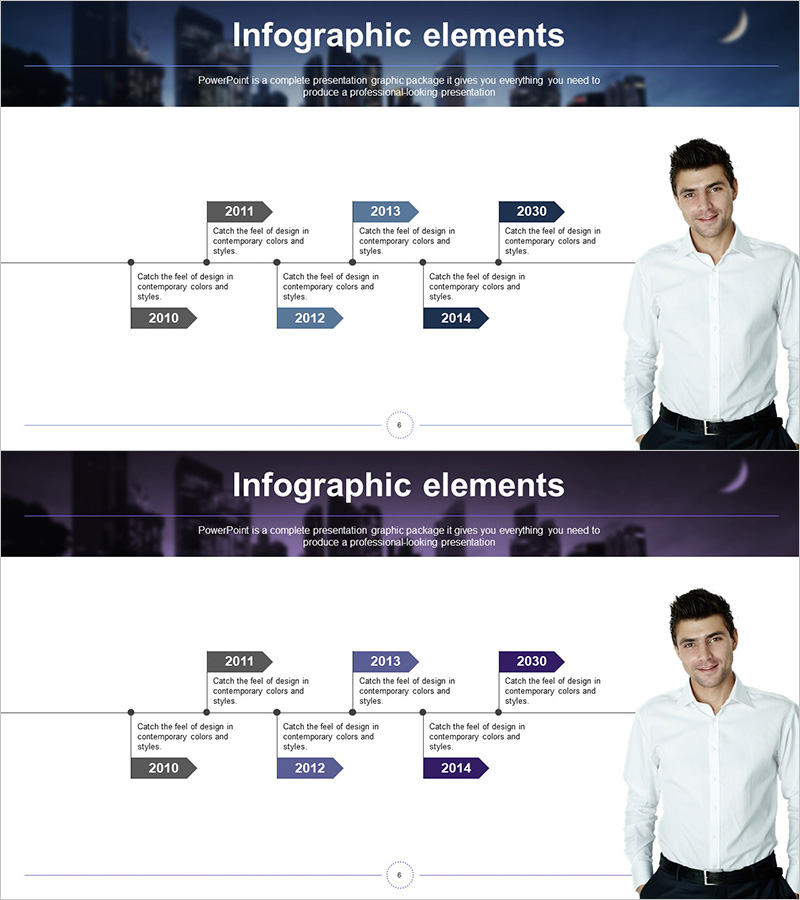 연혁 깃발 모양 다이어그램 - 기업 성장과 비전