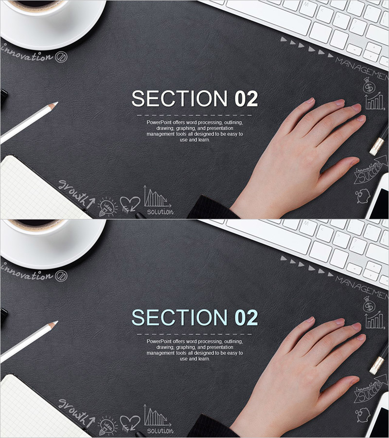 사무용품 테마 템플릿 간지 02 – 스마트한 섹션 슬라이드