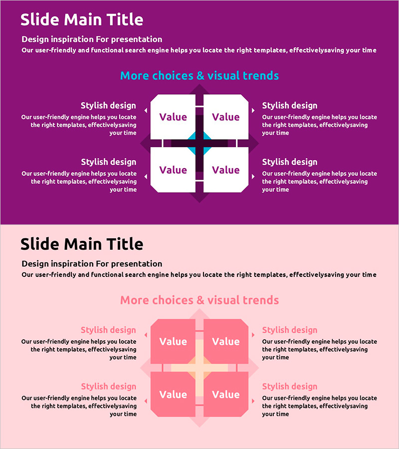 다양한 색상 테마의 비즈니스 다이어그램 템플릿