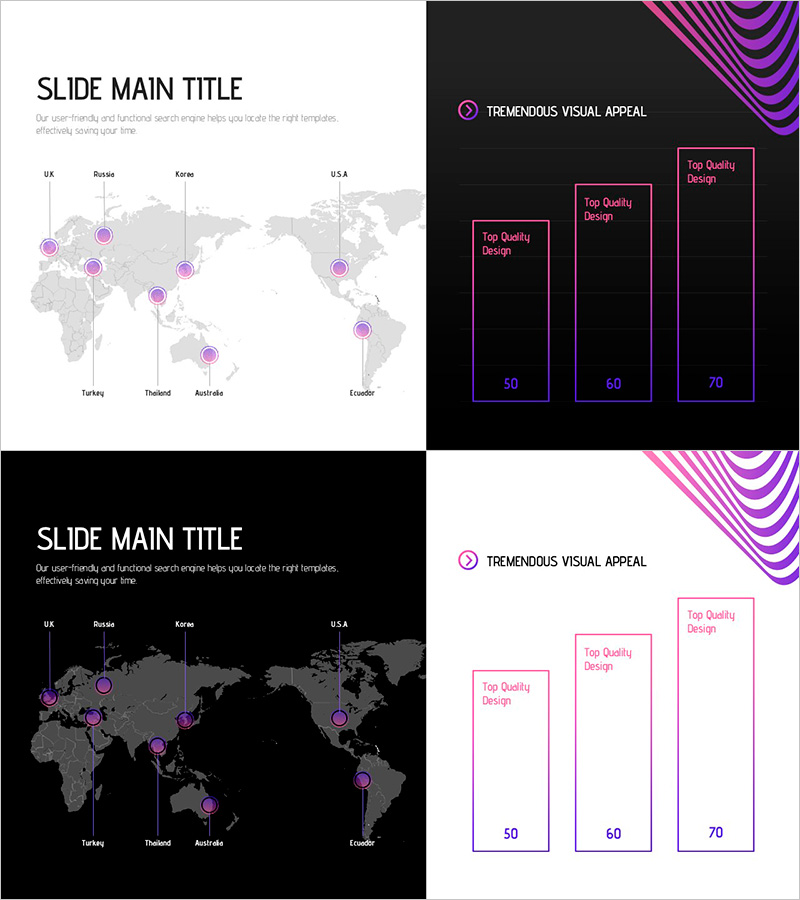 환상 와이드 피피티 지도 & 막대차트