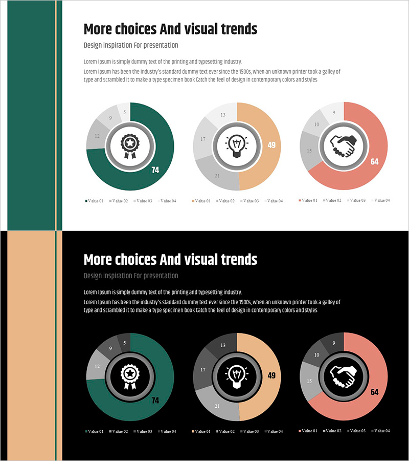 도넛형 그래프를 활용한 심플 & 모던 PPT 슬라이드