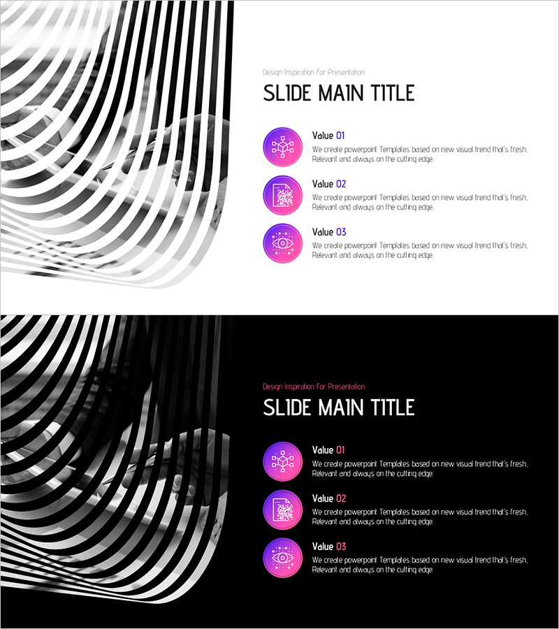 환상적인 와이드 슬라이드와 아이콘 설명 – 사업비전 및 목표