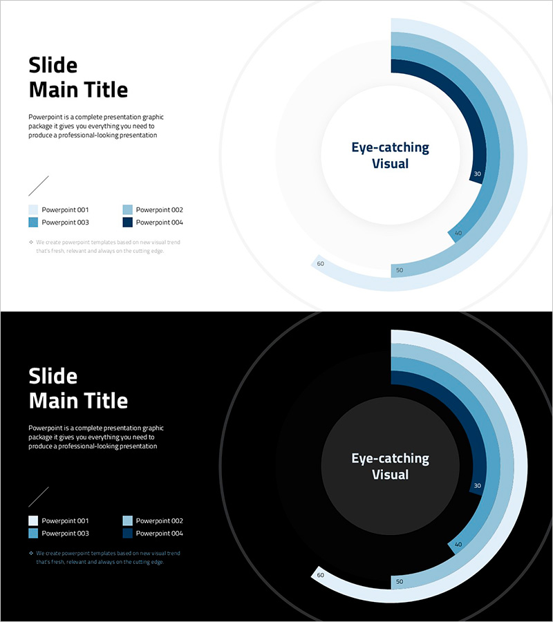 도넛형 차트로 시각화한 심플 디자인 트렌드 PPT