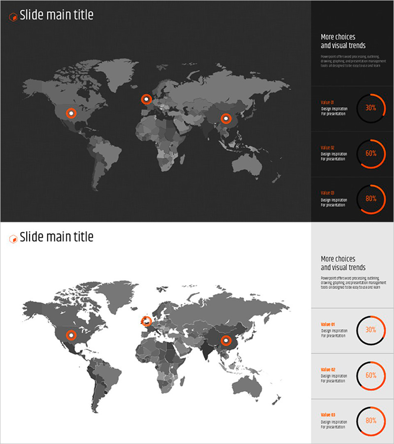 오렌지 육각형 템플릿 세계지도 – 시장 분석과 통찰