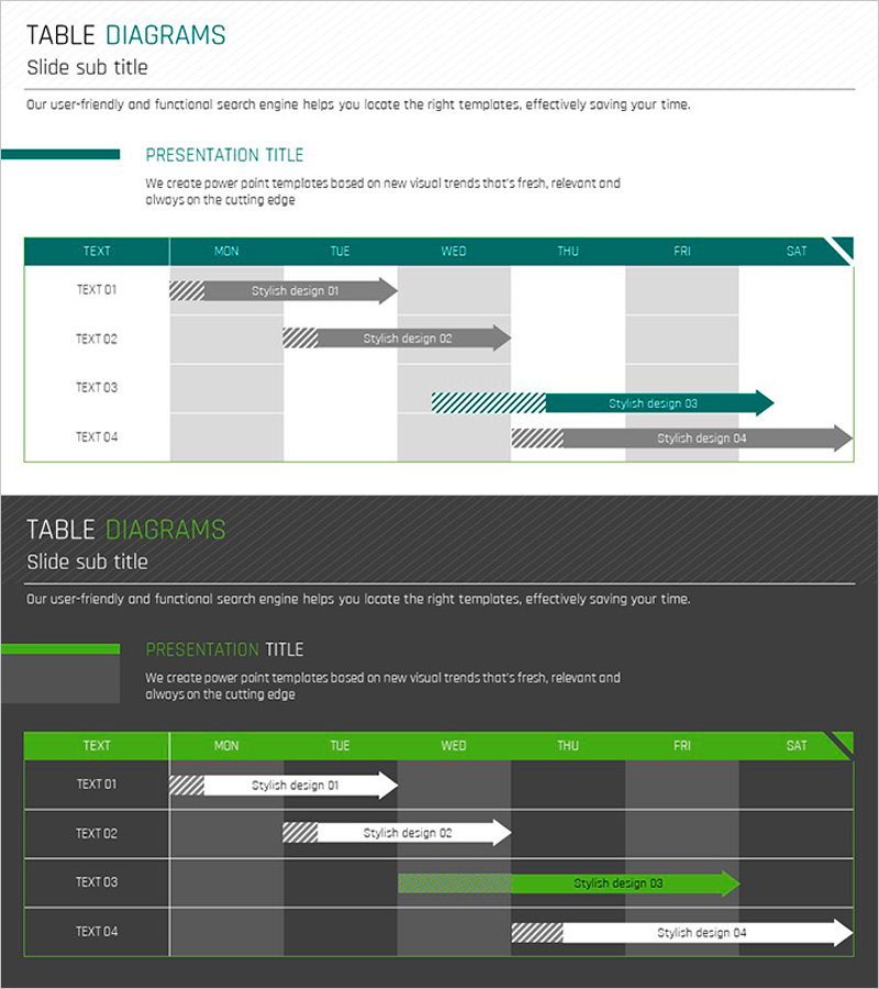 프레젠테이션 일정표 – 두 가지 스타일