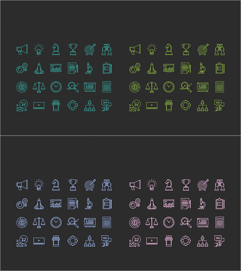아이콘 인포그래픽 슬라이드 – 비즈니스 분석과 성과