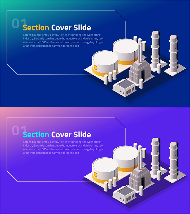 모던 디자인의 섹션 커버 슬라이드 – 효과적인 소개