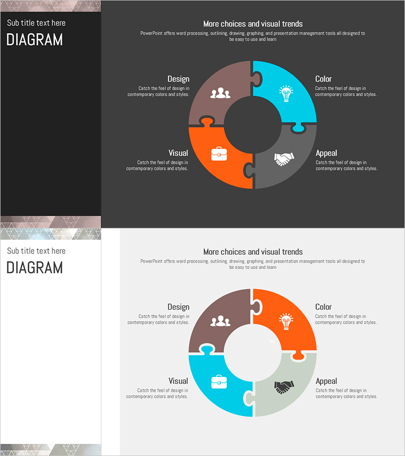 삼각패턴 템플릿 다이어그램1 – 비즈니스 소개를 위한 다이어그램