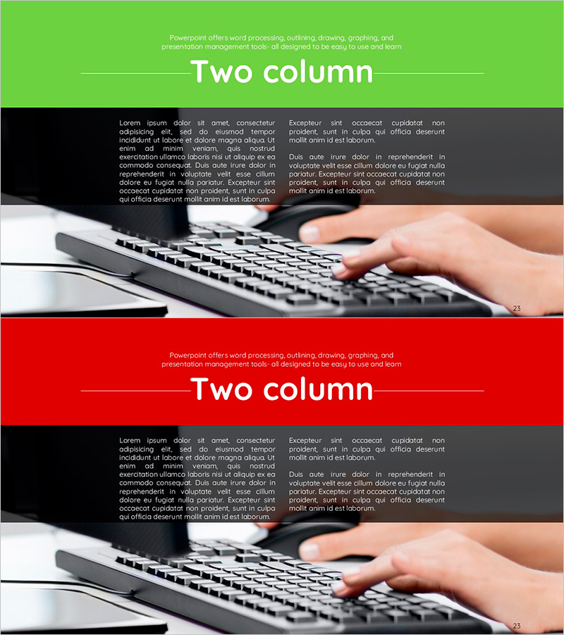 키보드 및 칼럼을 활용한 운영 계획 슬라이드