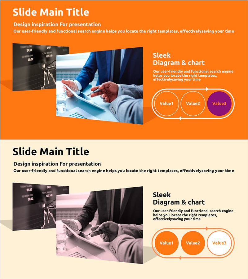 컬러 테마 프레젠테이션 템플릿 & 순환 다이어그램