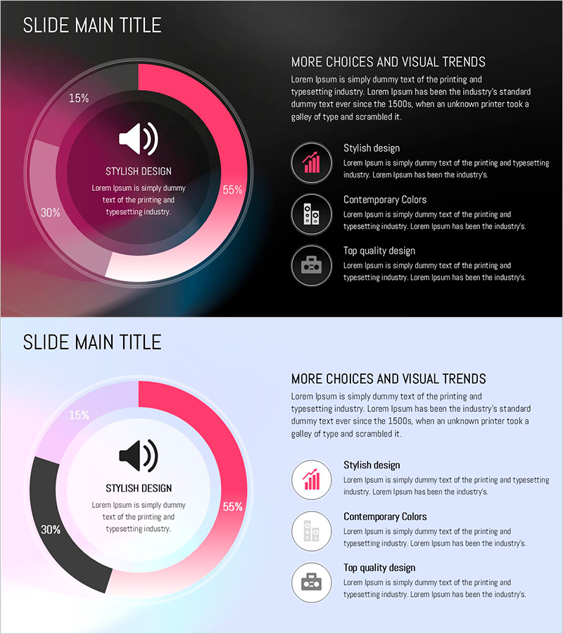 원형 그라데이션 와이드 템플릿 도넛차트 – 사업 소개 및 수익 모델