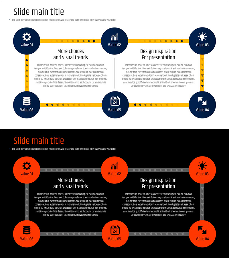 타이포 그라피와이드 템플릿 프로세스 다이어그램 – 효율적인 사업 추진 전략