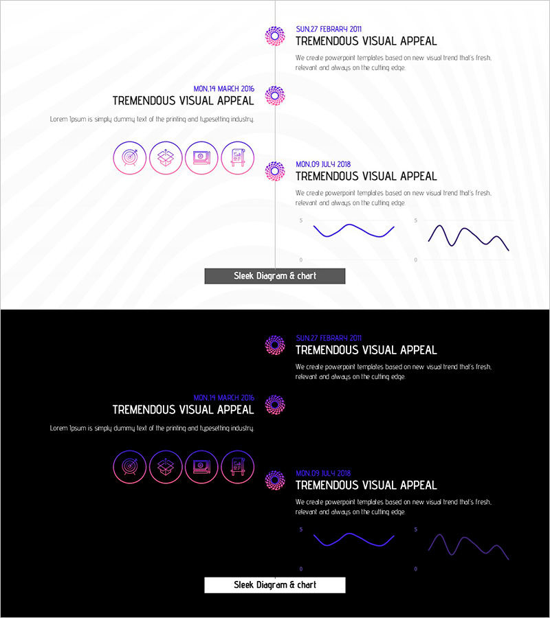 환상적인 와이드 PPT 흐름 차트2 - 회사 소개 및 개발현황