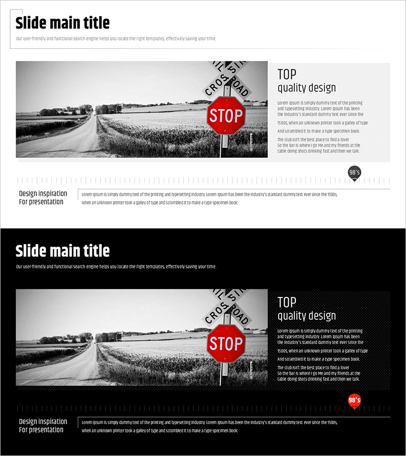 모던 와이드 PPT 템플릿 이미지 & 텍스트 – 사업 비전과 전략