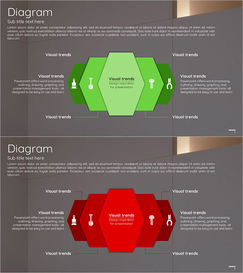 육각형 공사 작업 다이어그램 – 구성과 전략 혹은 협업