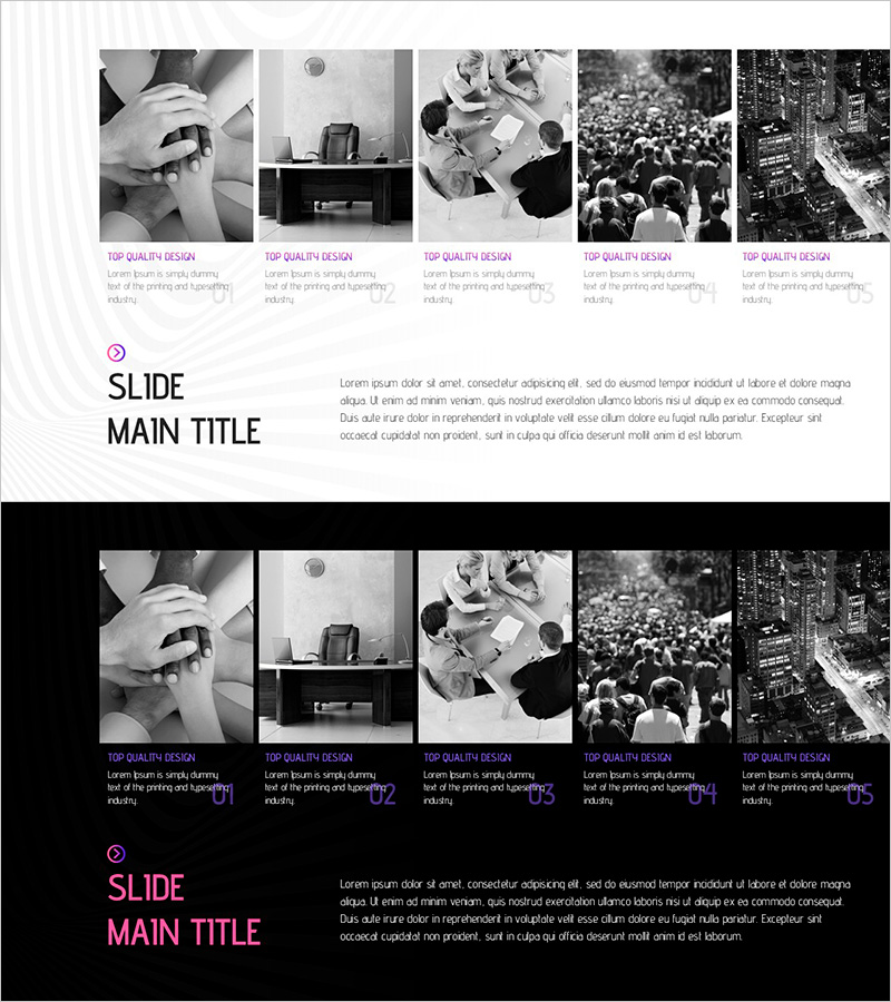 환상적인 와이드 PPT 순서 다이어그램 – 사업 추진 전략