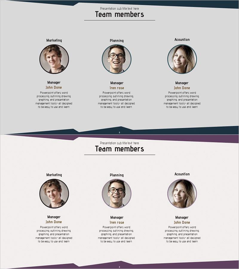 완벽한 팀 인력 – 맨파워를 강조한 팀 소개