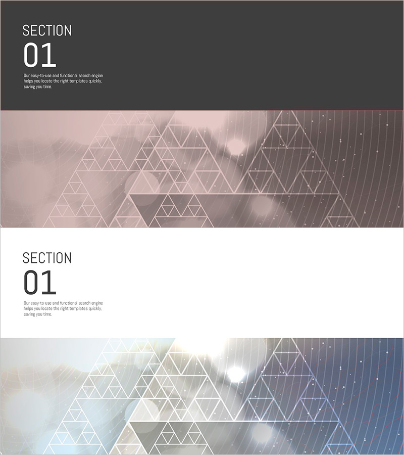 삼각패턴 프레젠테이션 템플릿 – 비즈니스 섹션 구분