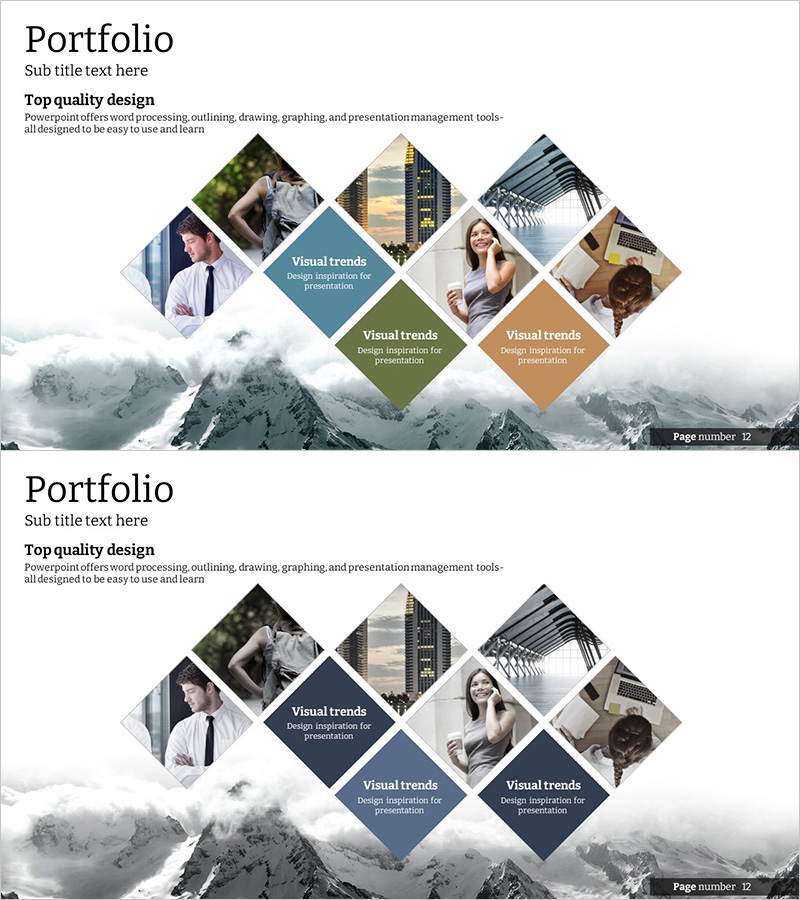 비즈니스 포트폴리오 – 시각적 트렌드 강조