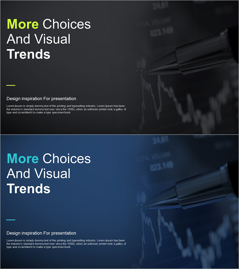 데이터 분석 인트로 슬라이드 - 시각적 트렌드 강조