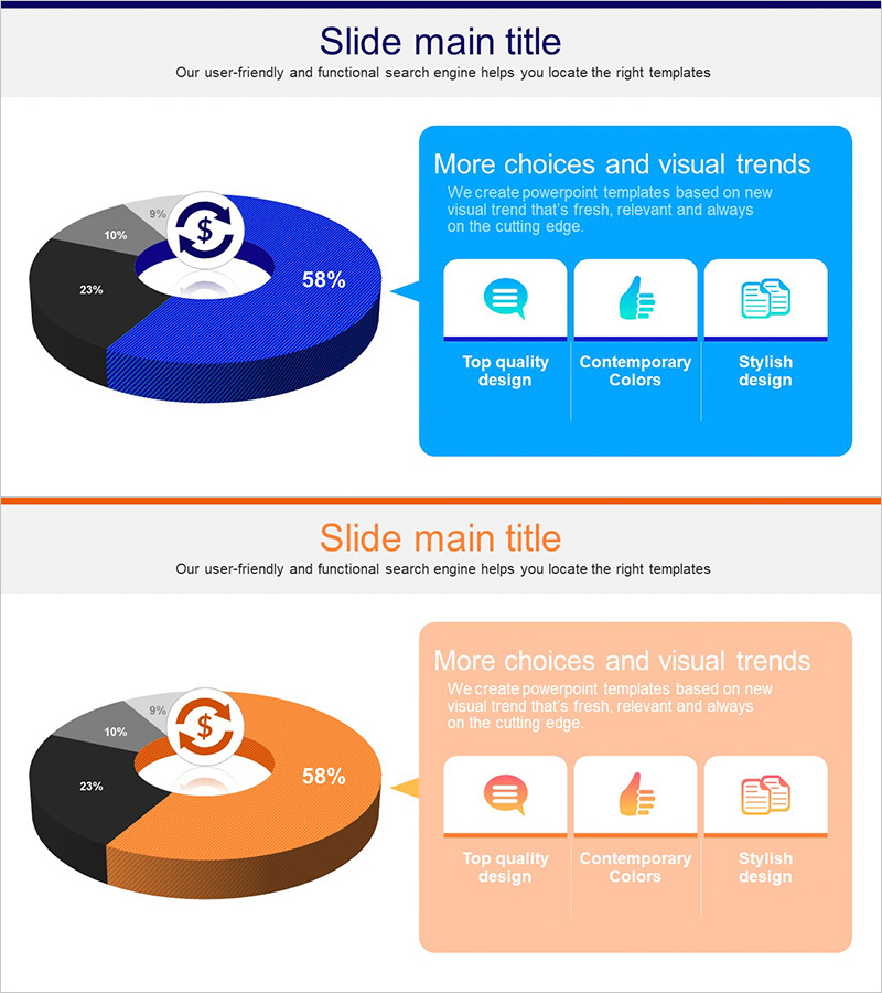블루 오렌지 3D 도넛형 그래프 - 시각적 데이터 분석