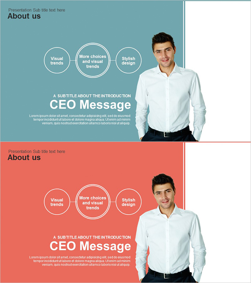 대표자 소개 메세지 슬라이드 - 실용성과 스타일을 담은 포맷