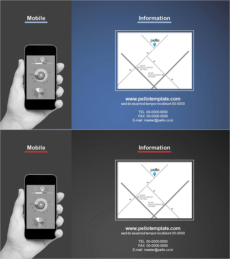 Business PowerPoint Template with Cell Phone Mockup & Company Map