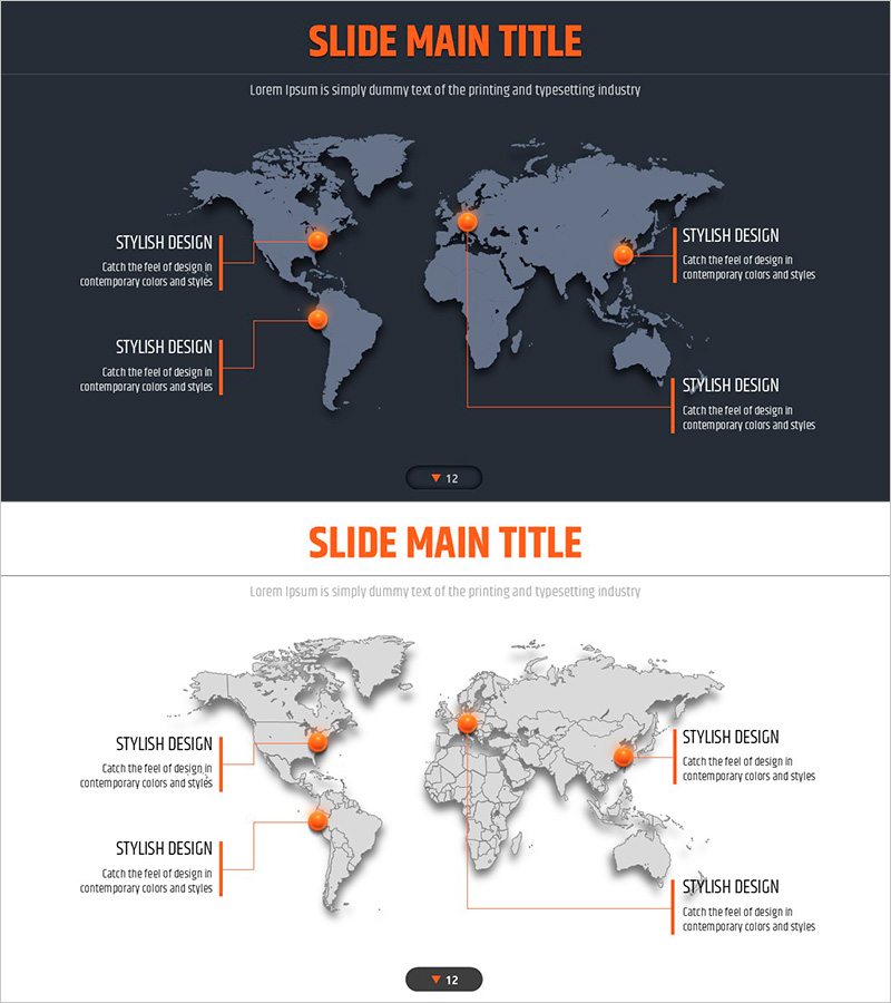 4색 인포그래픽 템플릿 세계지도 – 글로벌 통찰력