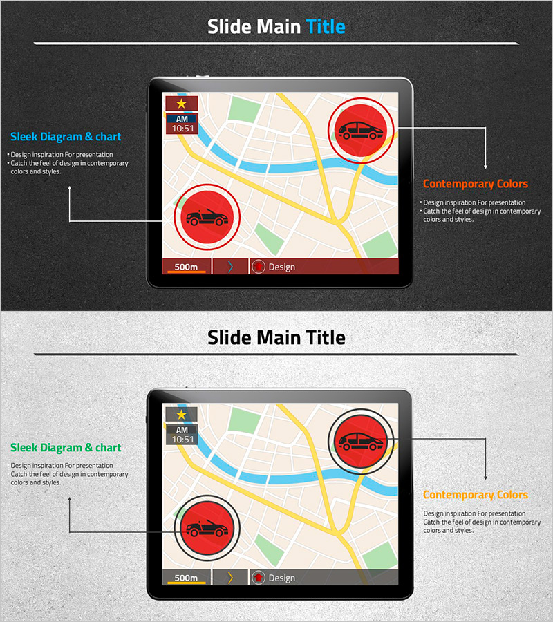 자동차 지도를 활용한 제품 소개 PPT 템플릿 – 현대적 디자인