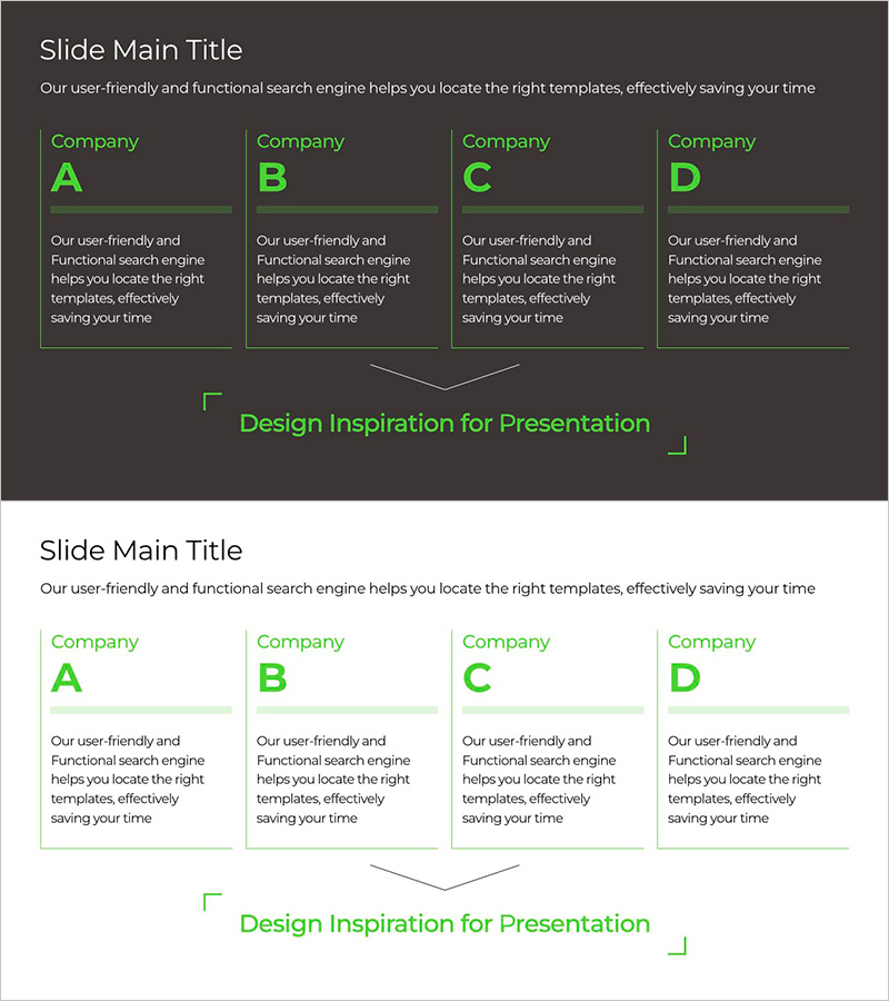제품/서비스 소개를 위한 그린 & 그레이 다이어그램 템플릿