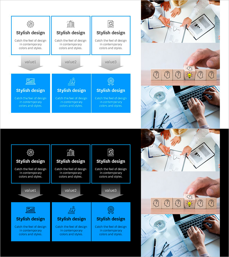 블루라인 와이드 템플릿 방향 다이어그램2 – 시각적 흐름과 효과적인 의사소통