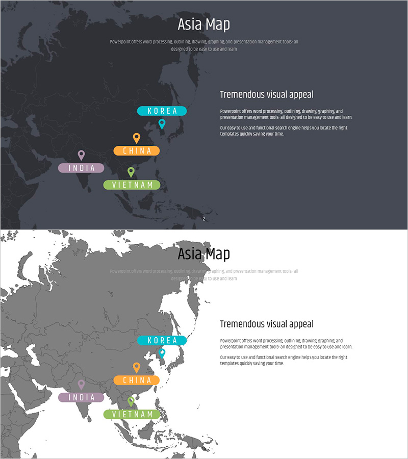 심플 피피티 와이드 템플릿 맵 – 글로벌 시장 분석