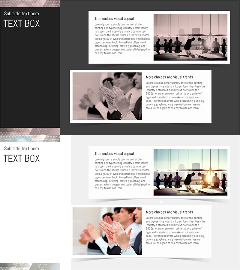 삼각패턴 템플릿 텍스트 박스 – 사업 전략과 비전 전달