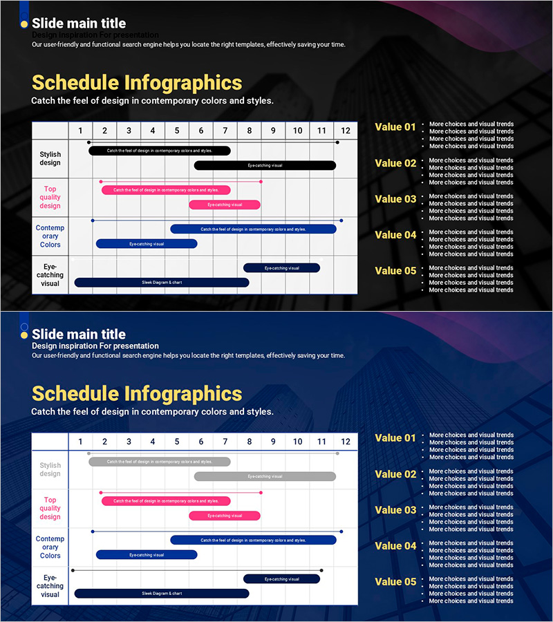 곡선 테마 보라색 일정표 템플릿 – 효율적인 운영 계획