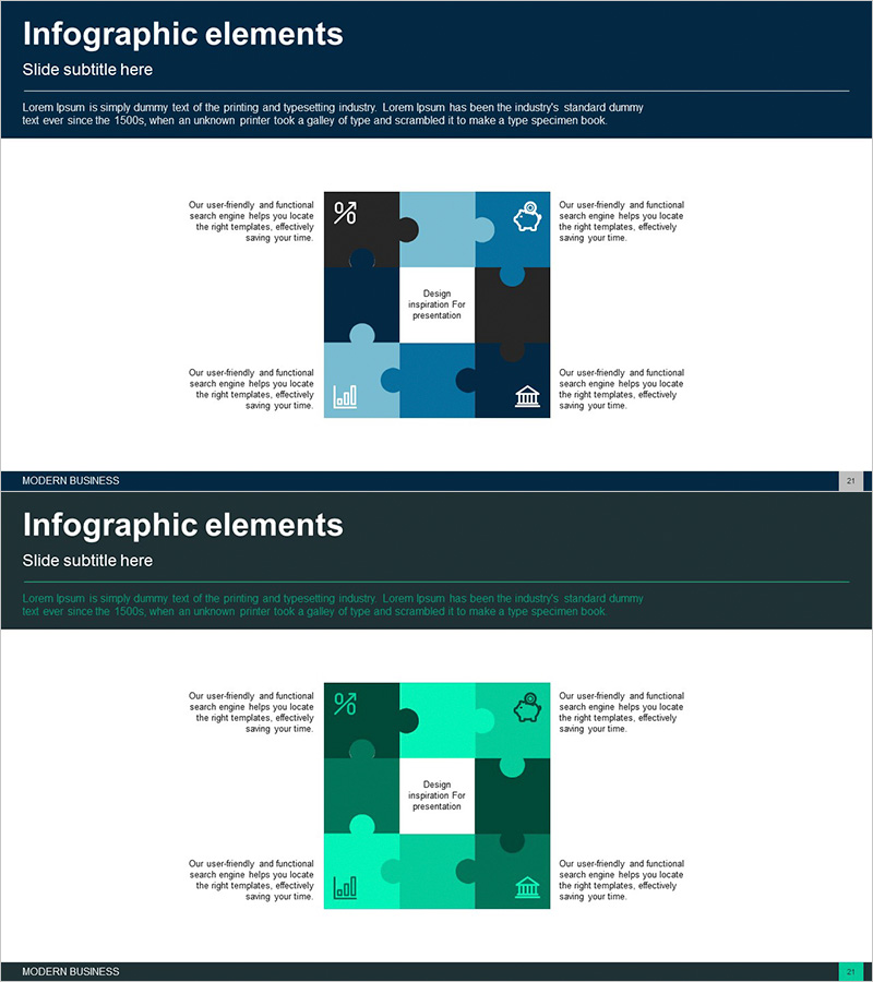 퍼즐 모양 다이어그램으로 사업 영역 시각화 – 연결과 클러스터