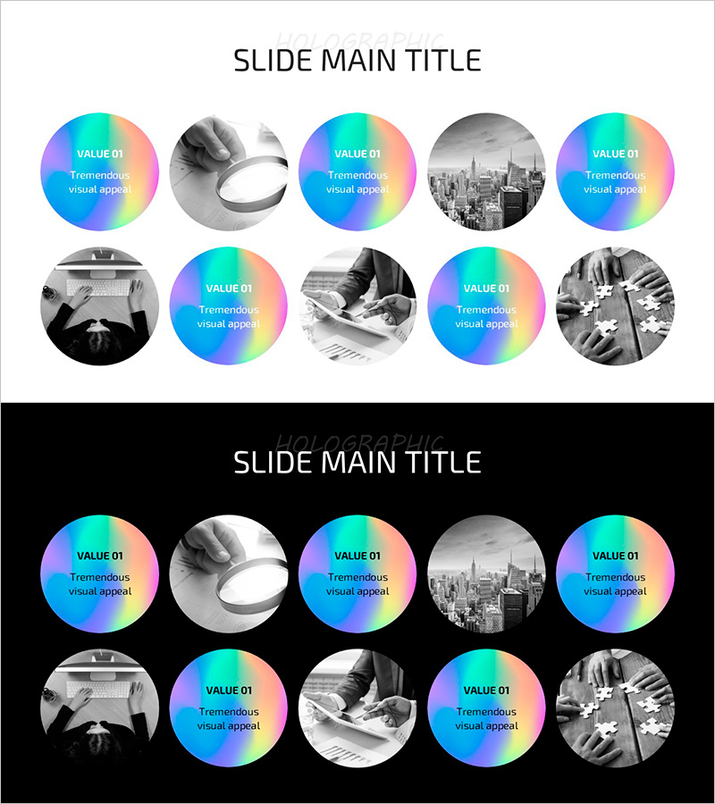 홀로그램 와이드 PPT 원형 – 시각적 매력 강조