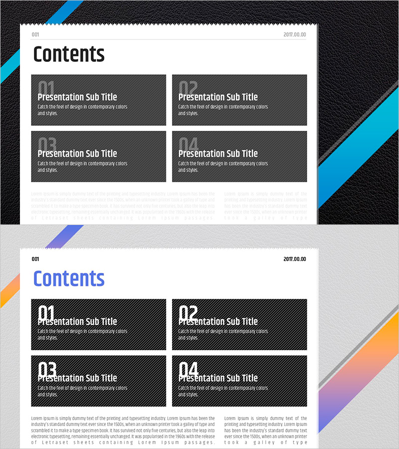 신문 와이드 파워포인트 템플릿 표지 – 현대적 목차 디자인