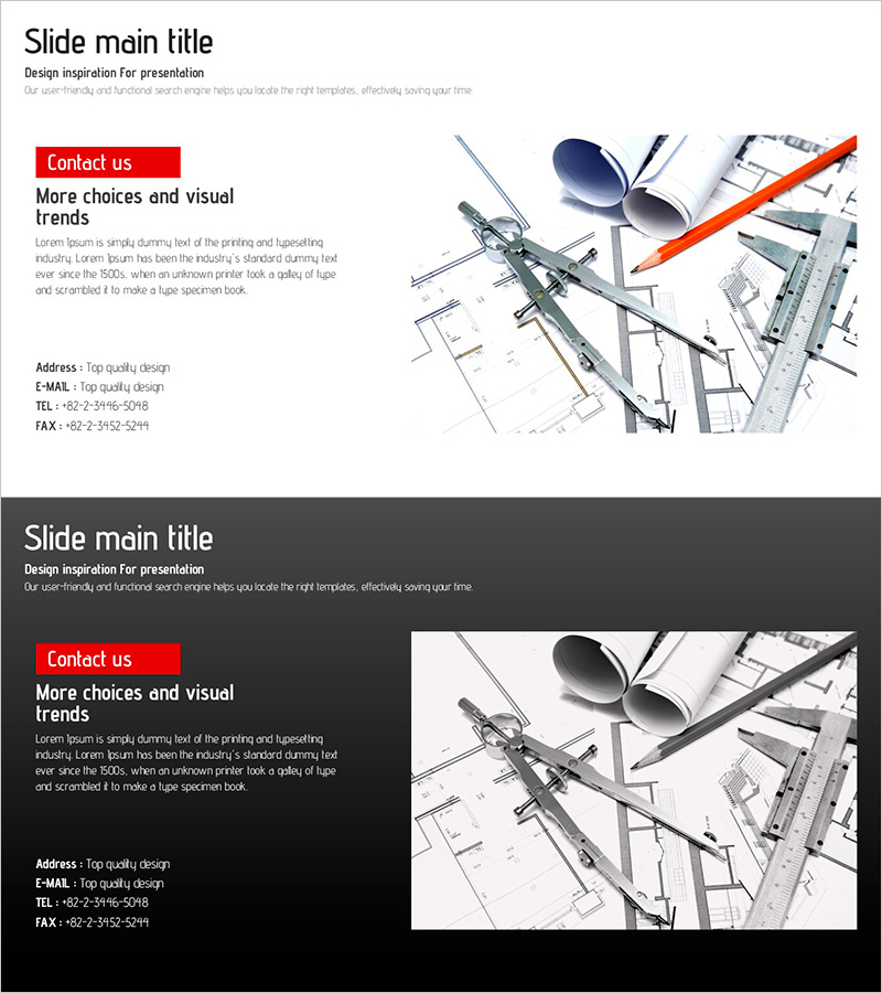 회사 소개 PPT 템플릿 - 연락처 섹션